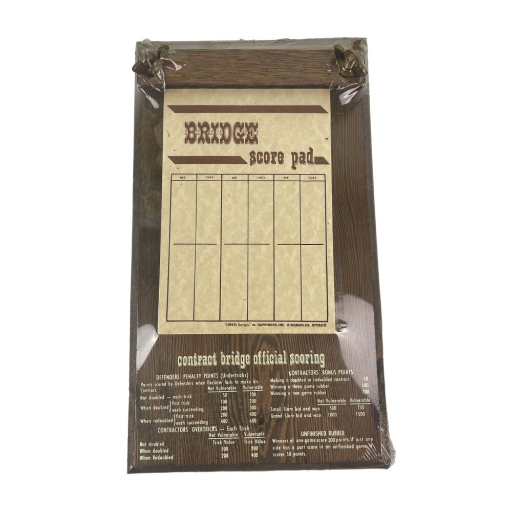 New, Wooden Bridge Score Pad, Card Game Scoring Paper